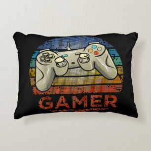 Retro Gamer Video Game Player Boys Girls Teen Kids Decorative Cushion