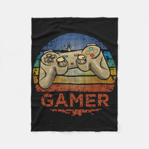 Retro Gamer Video Game Player Boys Girls Teen Kids Fleece Blanket