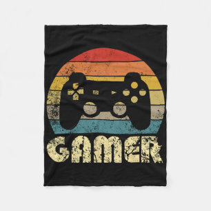 Retro Gamer Video Game Player Boys Teens Men Fleece Blanket