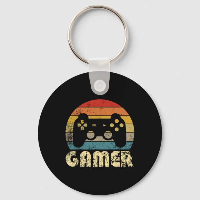 Retro Gamer Video Game Player Boys Teens Men  Key Ring (Front)