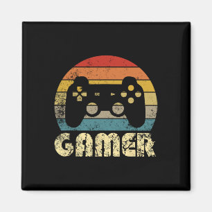 Retro Gamer Video Game Player Boys Teens Men Magnet