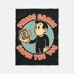 Retro Gamer Vintage 90s Style Video Game Enthusias Fleece Blanket