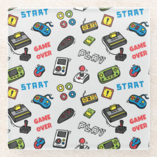Retro Gamer Vintage Consoles Glass Coaster
