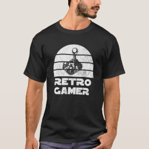 Retro gamer with joystick and sunset T-Shirt