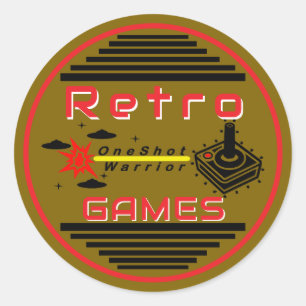 Retro Games Gold Classic Round Sticker