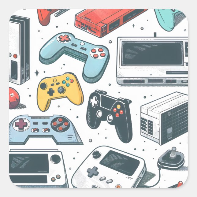 Retro games  square sticker (Front)