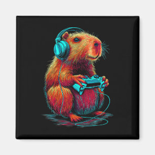 Retro Gaming Capyra Funny Video Gamer Rodent Anima Magnet