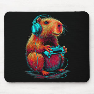 Retro Gaming Capyra Funny Video Gamer Rodent Anima Mouse Pad