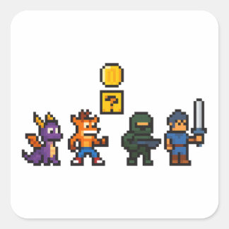 Retro Gaming Characters Square Sticker