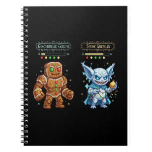 Retro Gaming Christmas   Pixel Art Gingerbread  Notebook