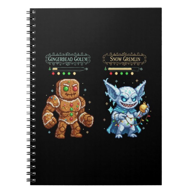 Retro Gaming Christmas | Pixel Art Gingerbread  Notebook (Front)