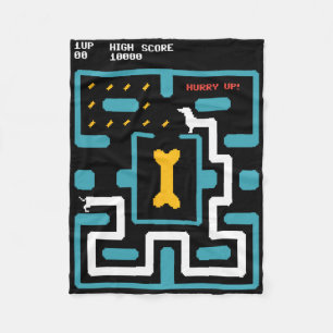 Retro Gaming Console Video Game Dog 80s Arcade Fleece Blanket