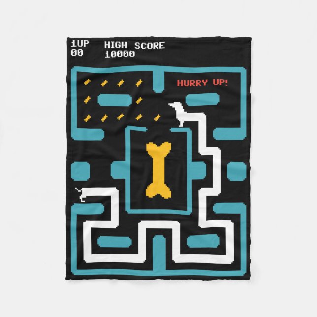 Retro Gaming Console Video Game Dog 80s Arcade  Fleece Blanket (Front)