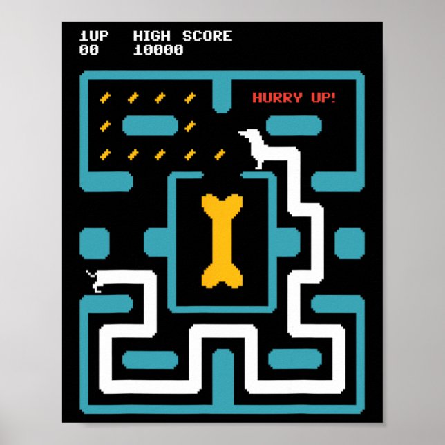 Retro Gaming Console Video Game Dog 80s Arcade  Poster (Front)