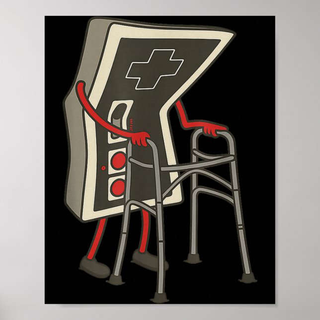 Retro Gaming Controller Old Gamer With Walker Funn Poster (Front)