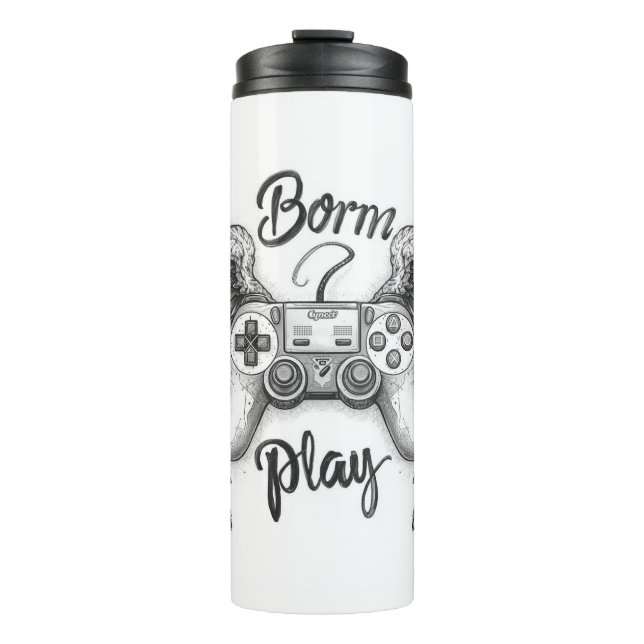 "Retro gaming controller with angel wings Thermal Tumbler (Front)
