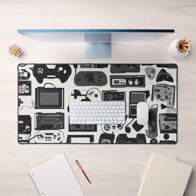 Retro Gaming Gadget Collage Mouse Pad (Office 1)