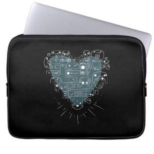 Retro Gaming Heart Video Game Controllers Gamer Laptop Sleeve