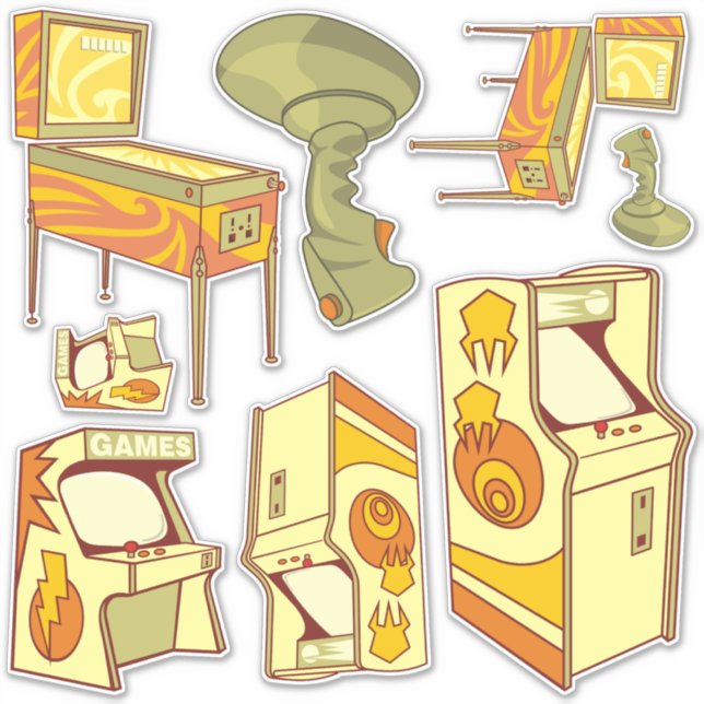 Retro Gaming Icon Set Stickers (Front)