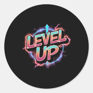 Retro Gaming Level Up Boys Girls Men Women 1  Classic Round Sticker