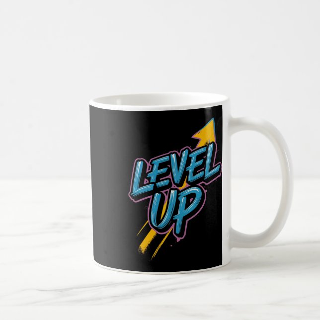 Retro Gaming Level Up Boys Girls Men Women  Coffee Mug (Right)