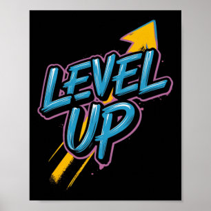 Retro Gaming Level Up Boys Girls Men Women  Poster