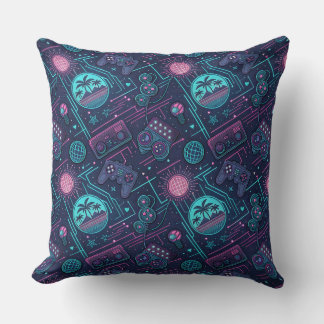 Retro Gaming, Neon Gamer Decor, Gaming Room Cushion