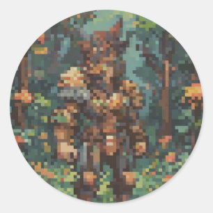 Retro Gaming Pixel Art 8 Bit Character Forest Vide Classic Round Sticker
