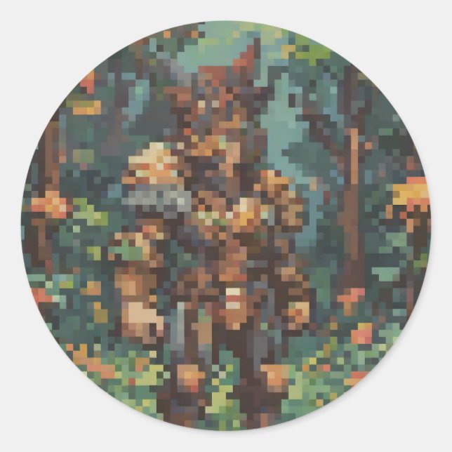 Retro Gaming Pixel Art 8 Bit Character Forest Vide Classic Round Sticker (Front)