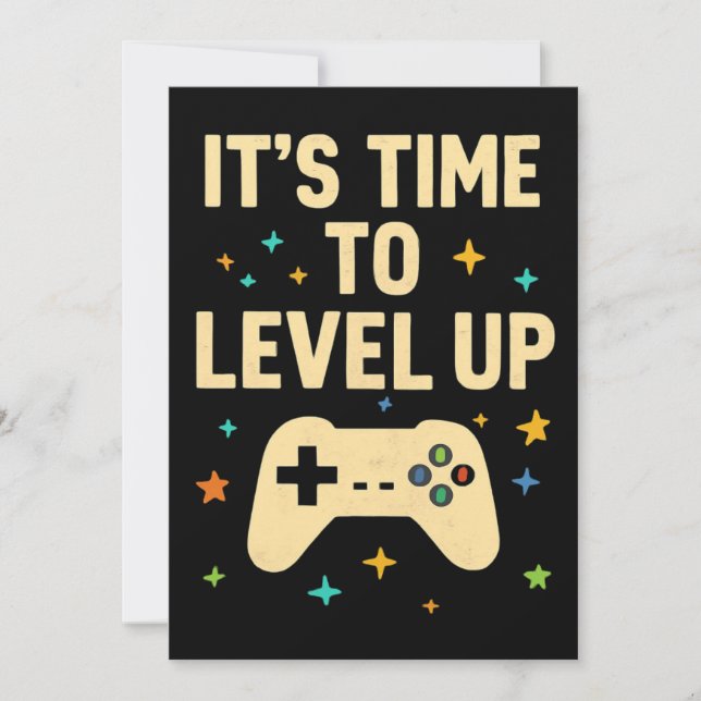 Retro Gaming Themed Invitation Card" (Front)