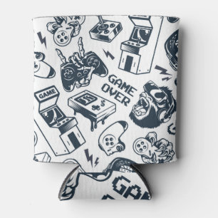 Retro gaming vintage pattern. can cooler