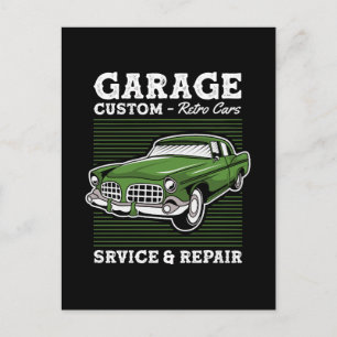 Retro Garage Service & Repair Car Design Postcard