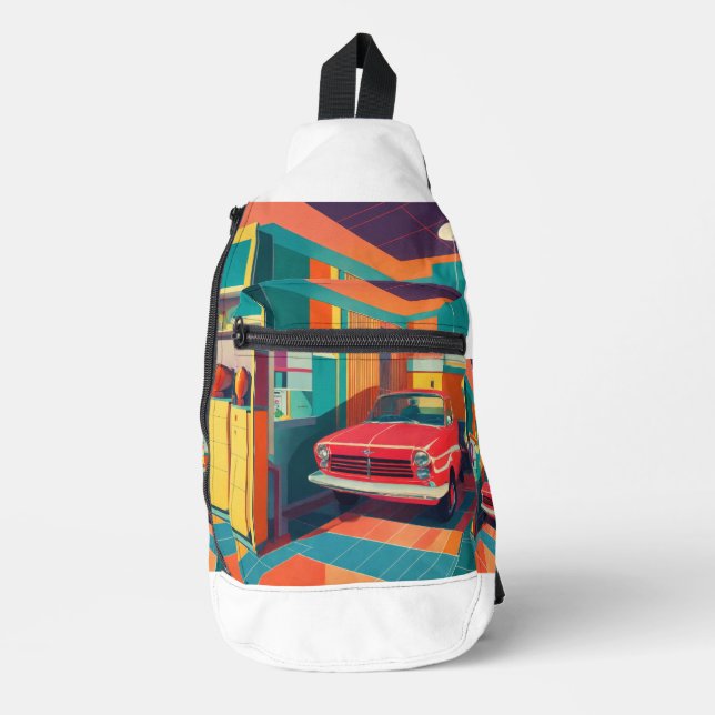 "Retro Garage Vibes" Sling Bag (Front)