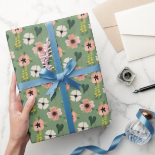 Retro Garden Bloom Wrapping Paper