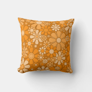 Retro Garden Cheerful Floral 60s 70s Pattern Cushion