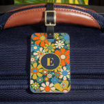 Retro Garden Cheerful Floral 60s 70s Personalised Luggage Tag<br><div class="desc">Retro Garden Groovy Floral Cheerful 60s 70s Pattern Mustard Orange Blue Green Beige. Upbeat,  vivid,  vintage aesthetic flowers with a 1960s 1970s vibe. Can be personalised and customised. By Kierkegaard Design Studio.</div>