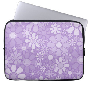 Retro Garden Cheerful Floral Pattern Lavender Laptop Sleeve