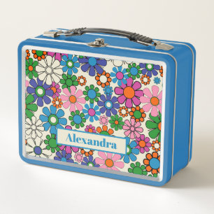 Retro Garden Colourful 60s 70s Floral Pattern  Metal Lunch Box