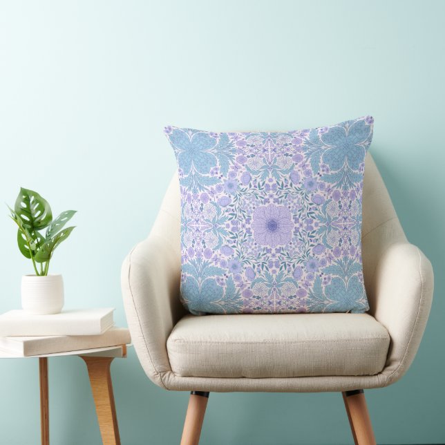 Retro garden florals in blue and violet cushion (Chair)