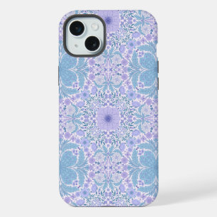 Retro garden florals in blue and violet iPhone 15 plus case