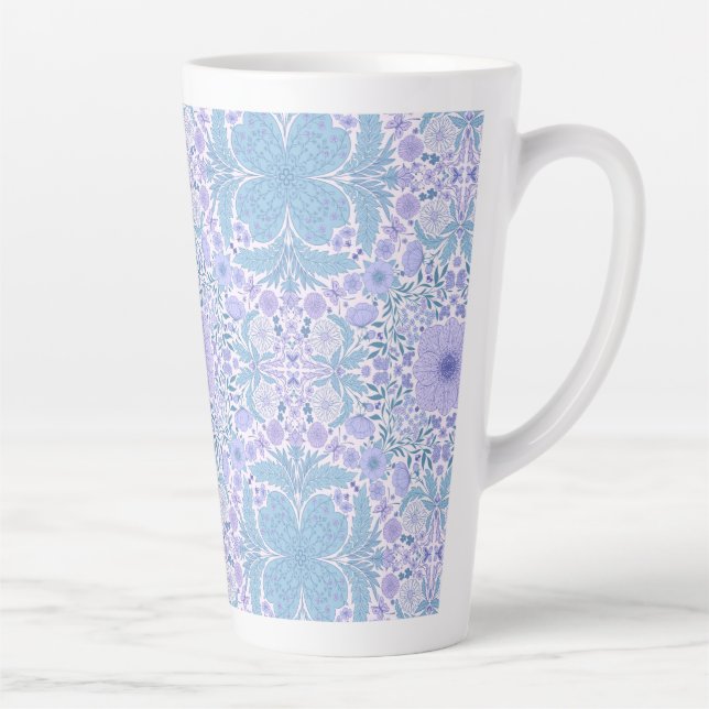 Retro garden florals in blue and violet latte mug (Right)