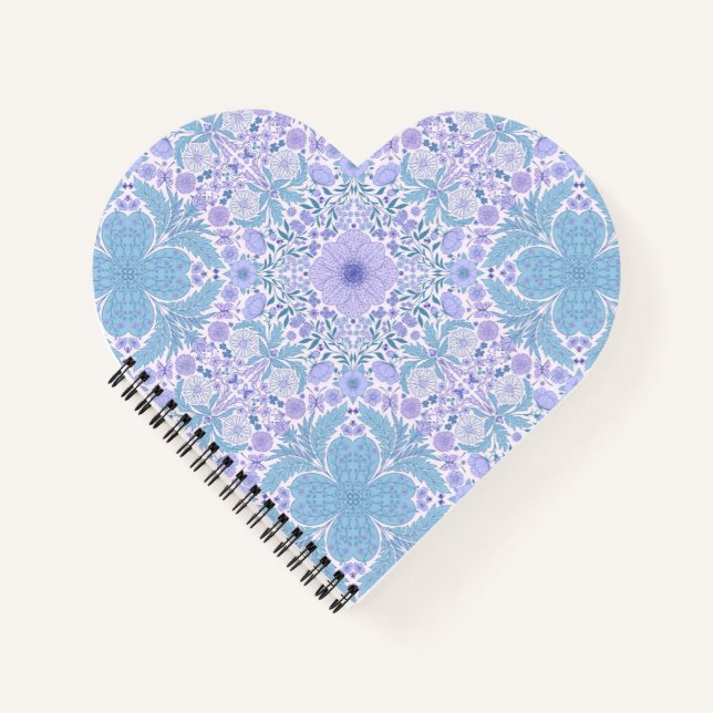 Retro garden florals in blue and violet notebook (Front)