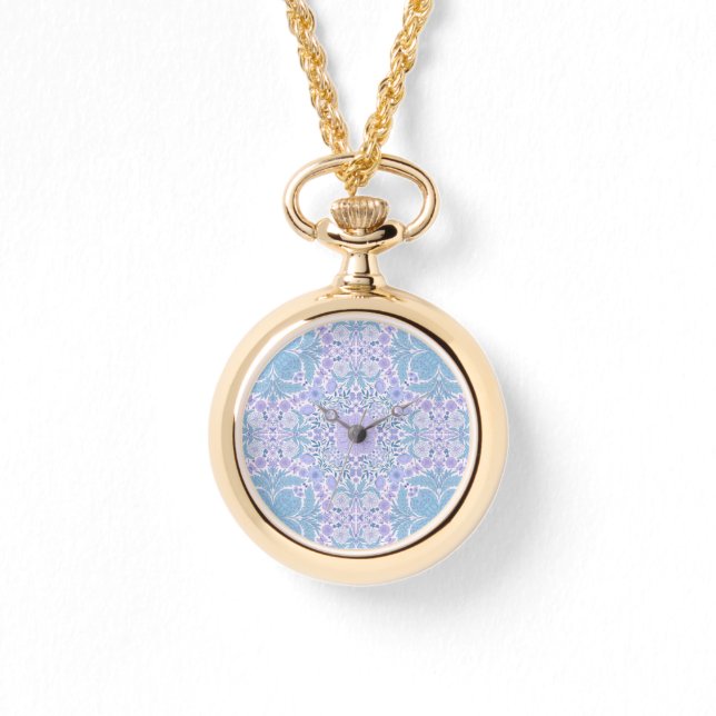 Retro garden florals in blue and violet watch (Front)