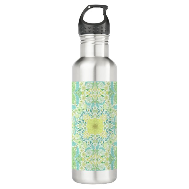 Retro garden florals in green and yellow 710 ml water bottle (Front)