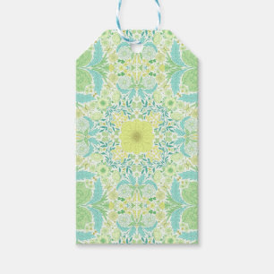 Retro garden florals in green and yellow gift tags