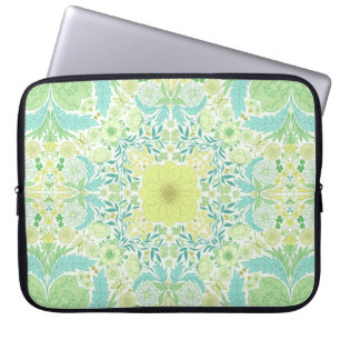Retro garden florals in green and yellow laptop sleeve
