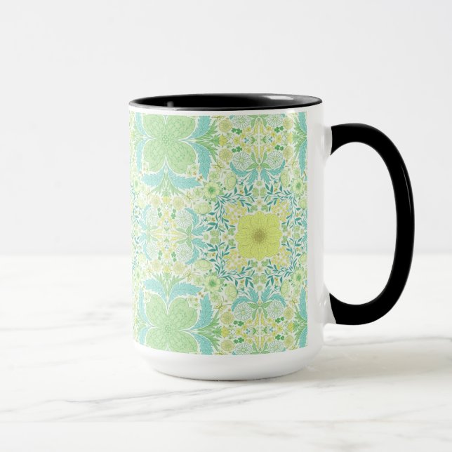 Retro garden florals in green and yellow mug (Right)