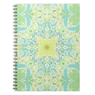 Retro garden florals in green and yellow notebook