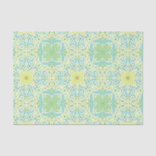 Retro garden florals in green and yellow tissue paper