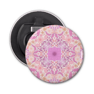 Retro garden florals in pink bottle opener